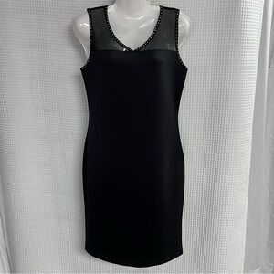 TAHARI Black Sleeveless Scoop Neck Sheath Mini Dress